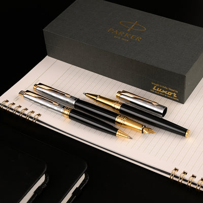 Parker Aster Ball Pen - Deluxe Black & Chrome GT 12