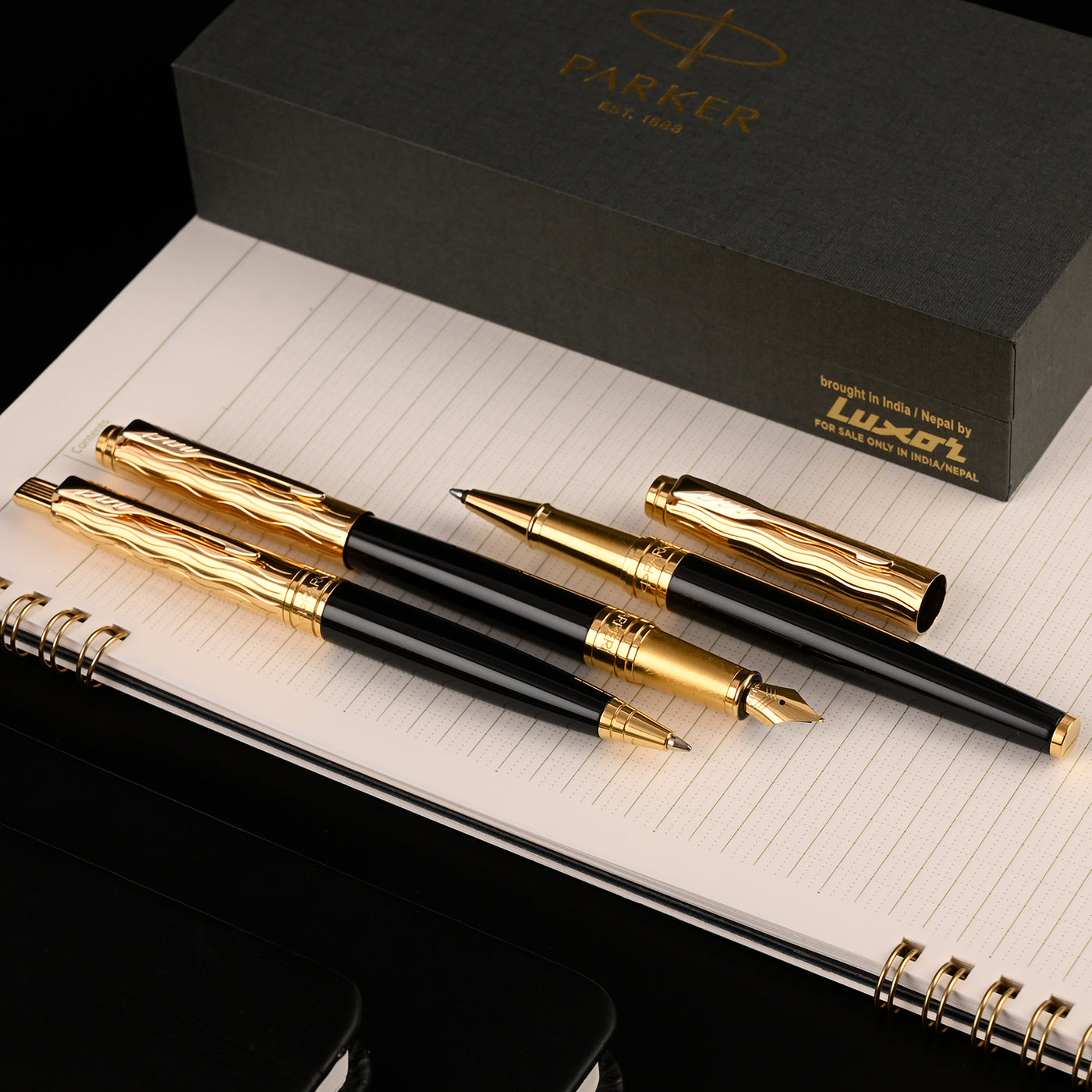 Parker Aster Ball Pen - Essential Black & Gold GT 12