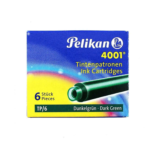 Pelikan 4001 Small Ink Cartridge Pack of 6 - Dark Green