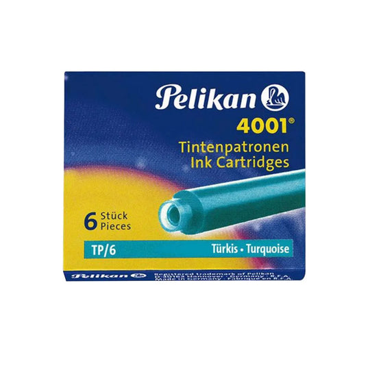 Pelikan 4001 Small Ink Cartridge Pack of 6 - Turquoise