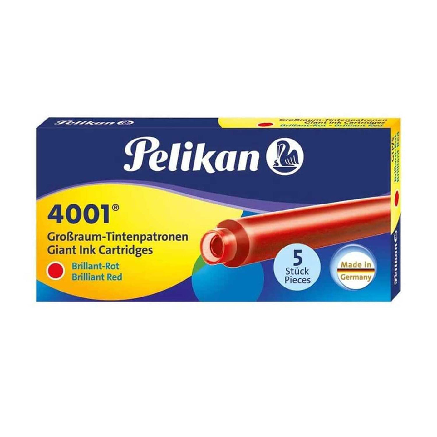 Pelikan 4001 Large Ink Cartridge Pack of 5 - Brilliant Red