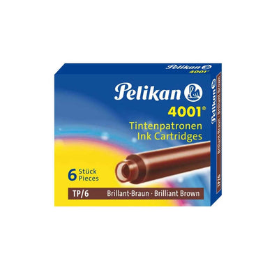 Pelikan 4001 Small Ink Cartridge Pack of 6 - Brilliant Brown