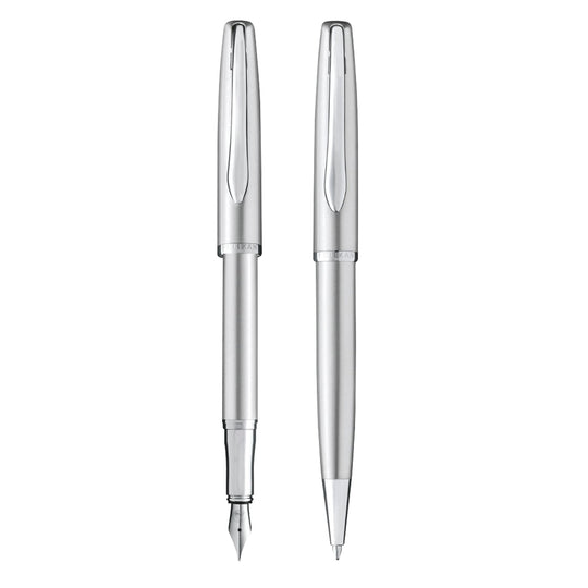 Pelikan Jazz Noble Elegance Fountain & Ball Pen Gift Set - Silver CT