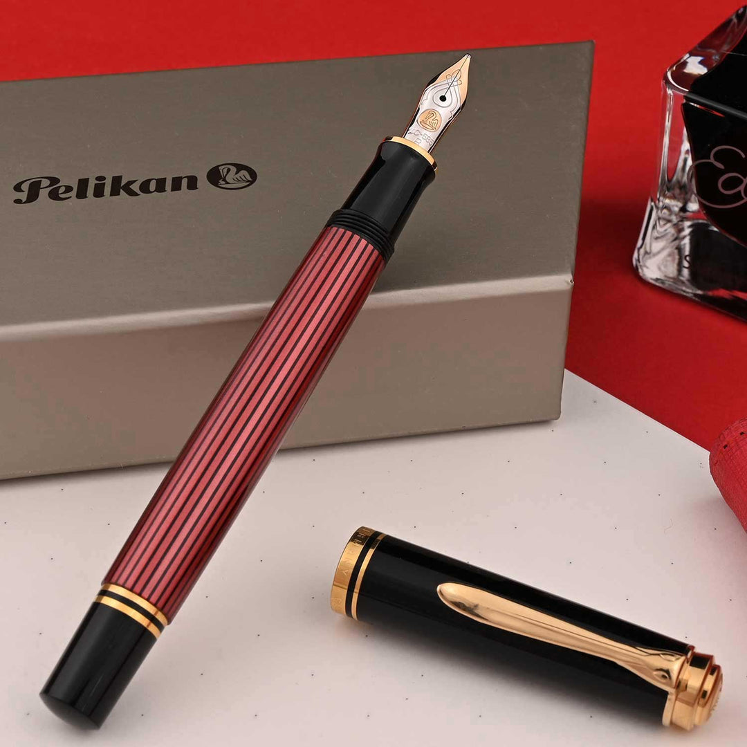 Pelikan M400 Black Red Fountain Pen | Shop Online at Makoba | Pelikan