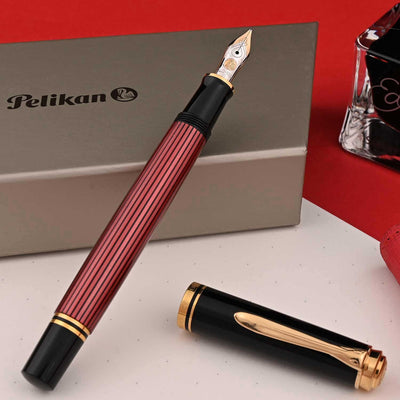 Pelikan M400 Fountain Pen Black Red GT 5