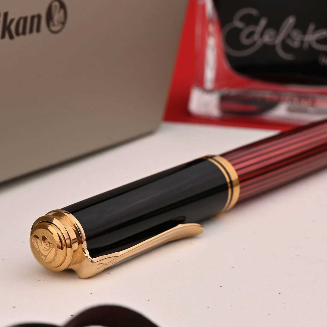 Pelikan M400 Black Red Fountain Pen | Shop Online at Makoba | Pelikan