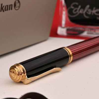 Pelikan M400 Fountain Pen Black Red GT 9