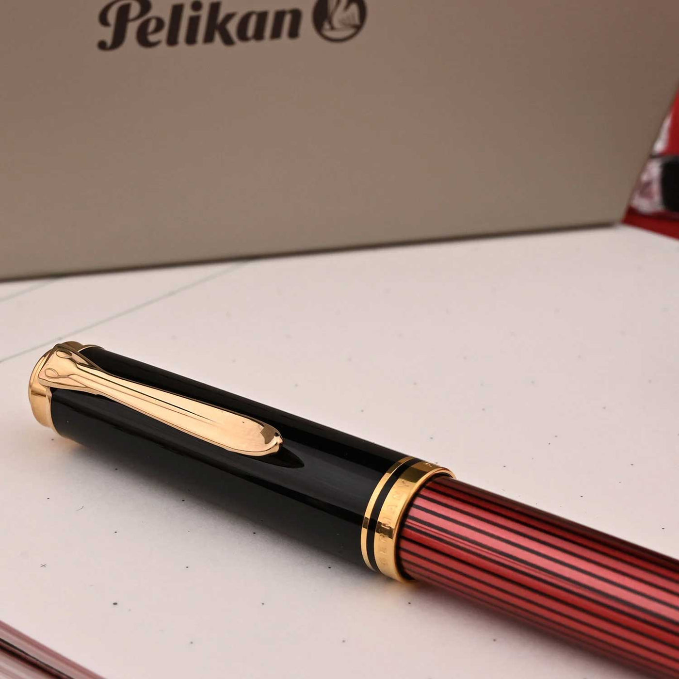 Pelikan M600 Fountain Pen Black Red GT 6