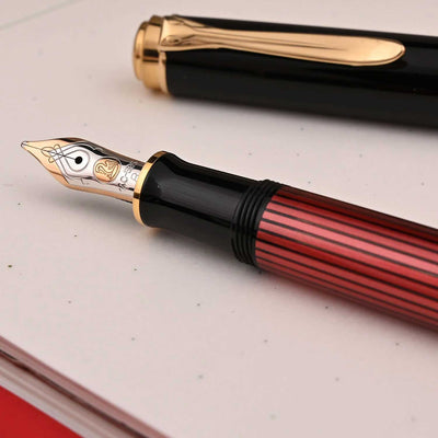Pelikan M600 Fountain Pen Black Red GT 8