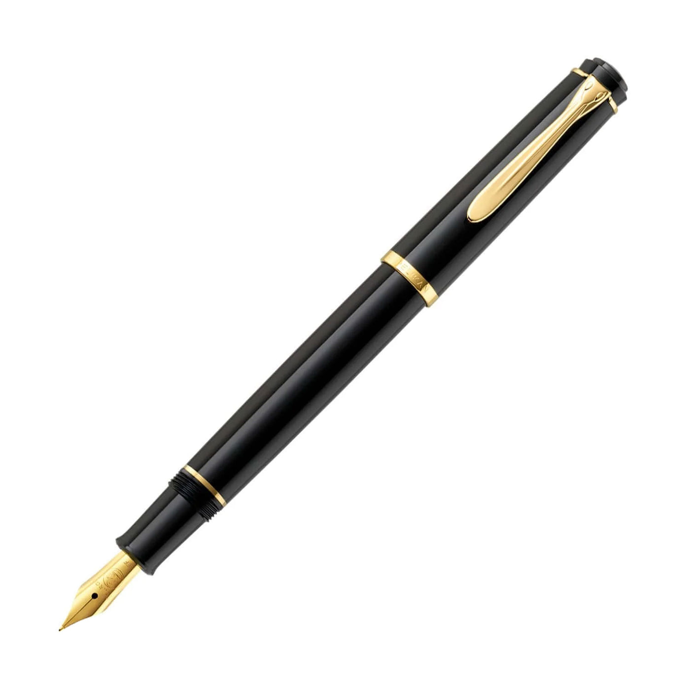Pelikan P200 Fountain Pen Black / Gold Trim Steel Nib 1