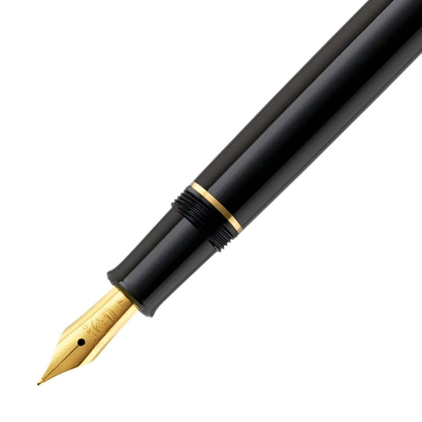 Pelikan P200 Fountain Pen, Black / Gold Trim - Steel Nib