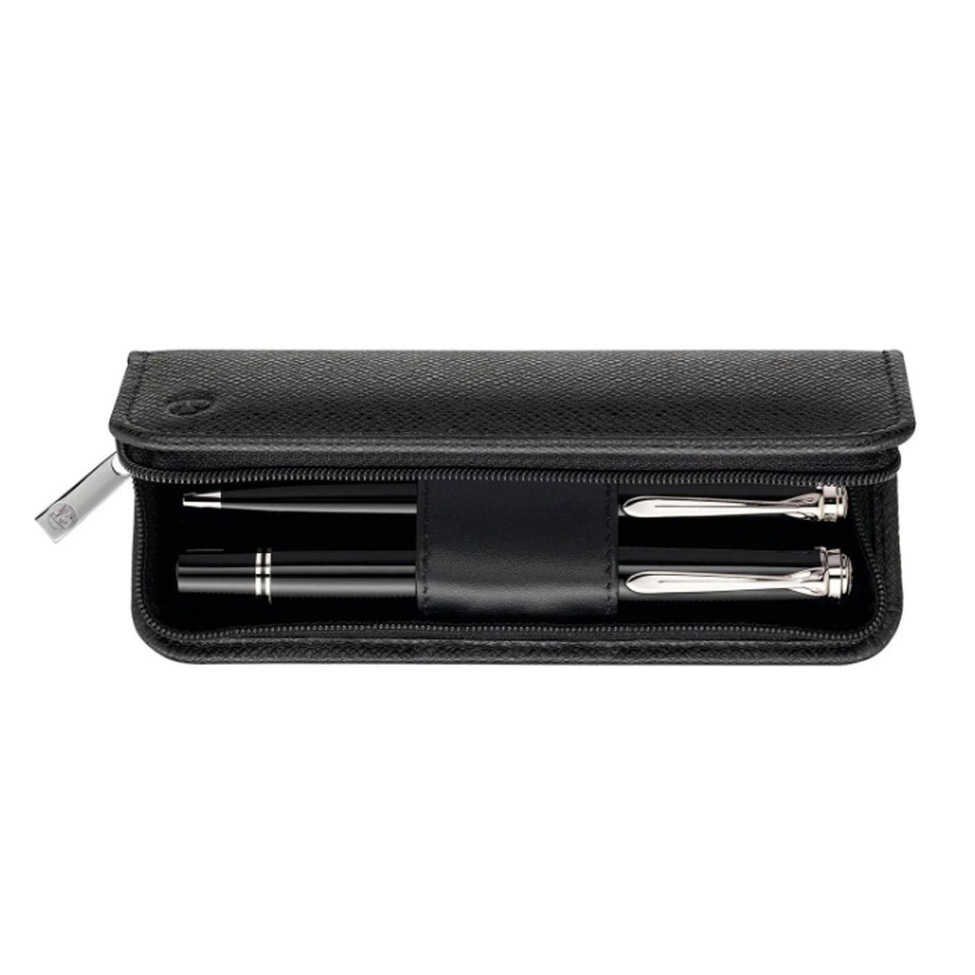 Pelikan Grained Leather 2 Pen Holder with Zip - Black