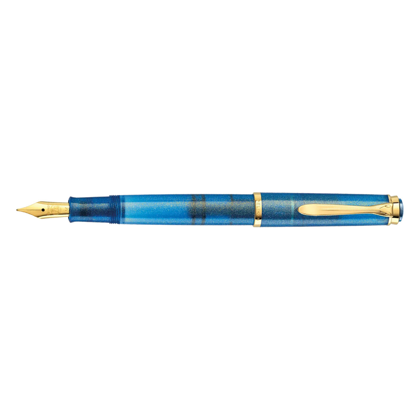 Pelikan M200 Fountain Pen with Ink - Golden Lapis GT (Special Edition) 10