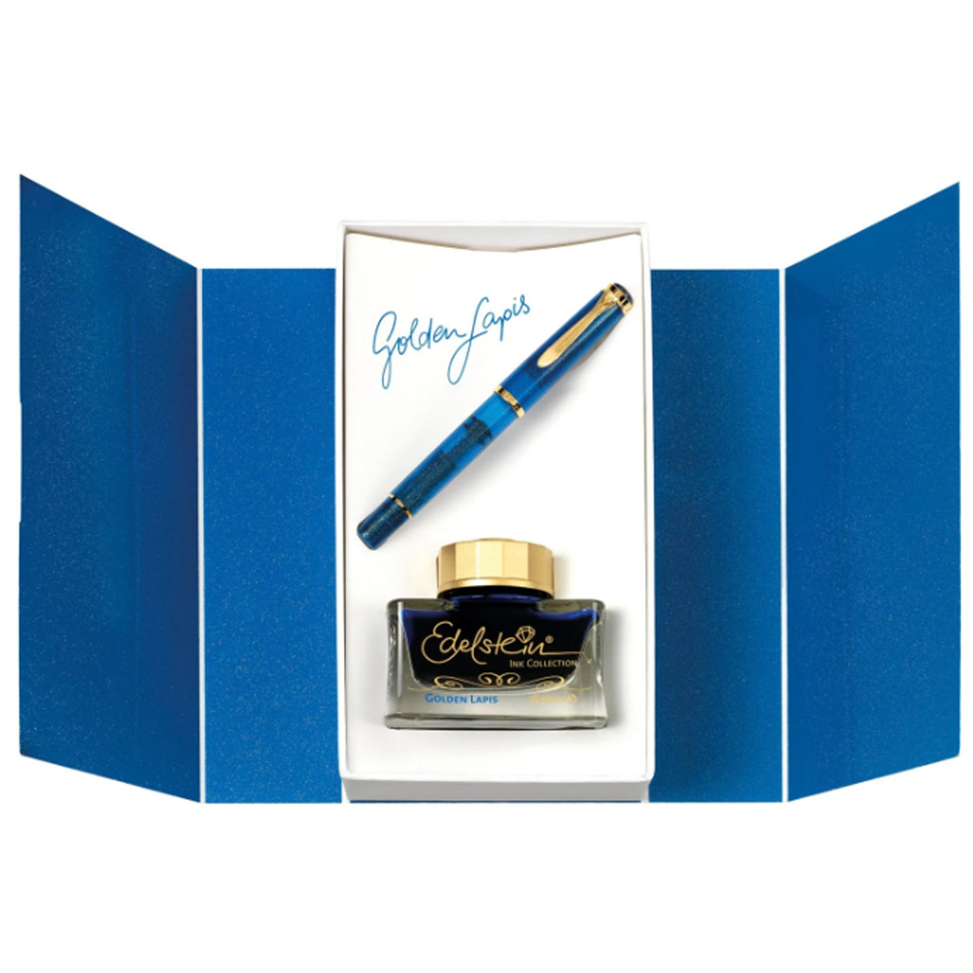 Pelikan M200 Fountain Pen with Ink - Golden Lapis GT (Special Edition) 14