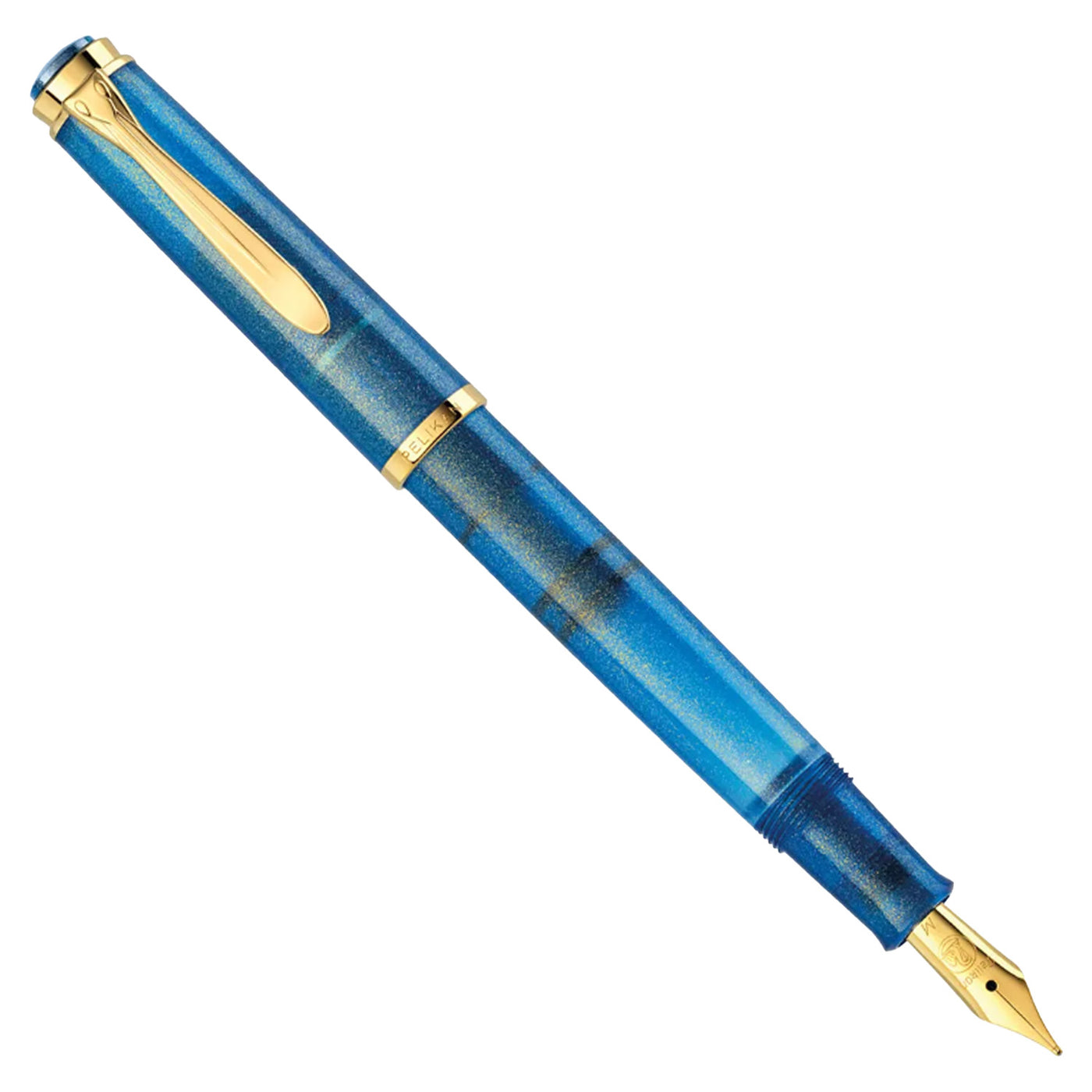 Pelikan M200 Fountain Pen with Ink - Golden Lapis GT (Special Edition) 5