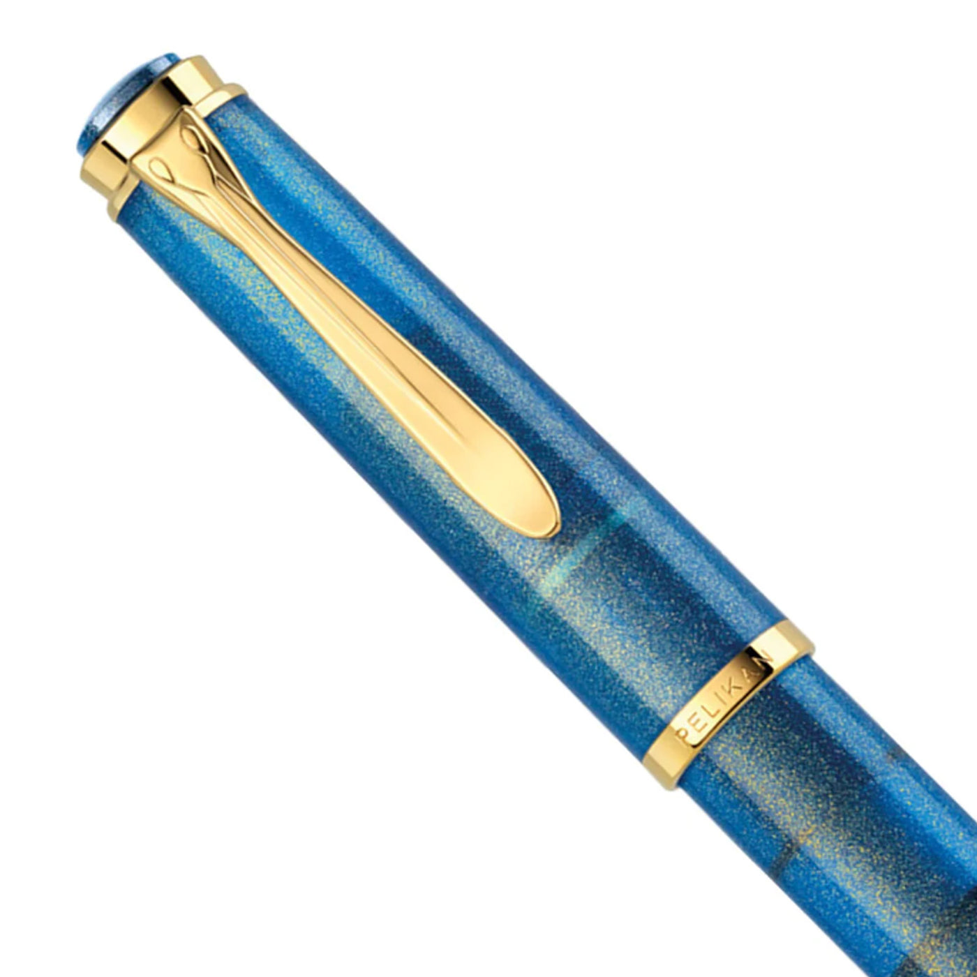 Pelikan M200 Fountain Pen with Ink - Golden Lapis GT (Special Edition) 8