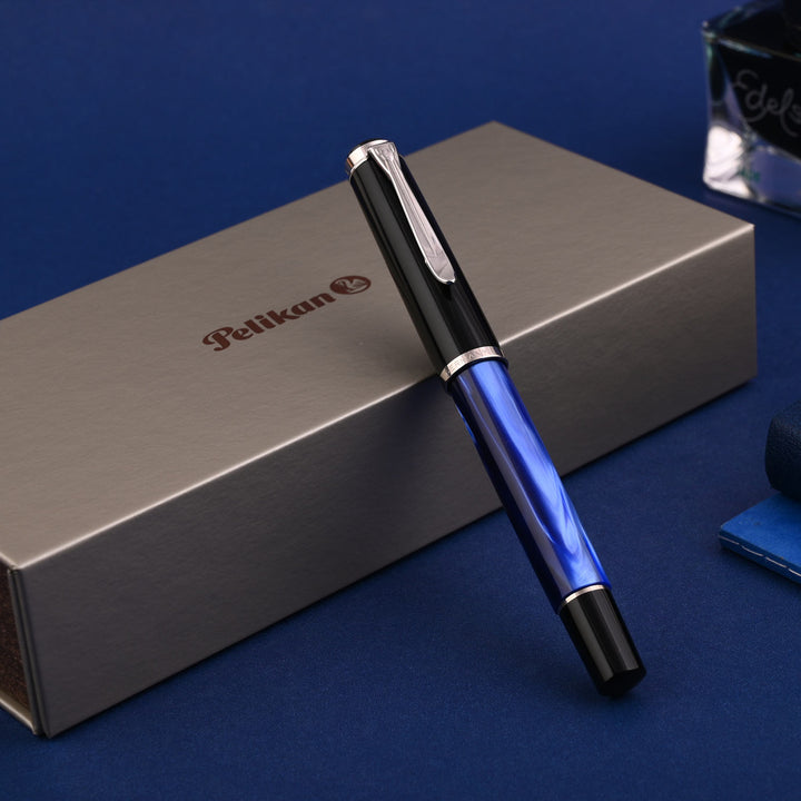 Pelikan M205 Blue Marbled Fountain Pen|Shop Online at Makoba | Pelikan