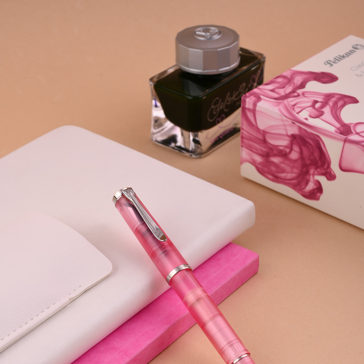 Pelikan M205 Fountain Pen with Ink - Rose Quartz CT (Special Edition) 14