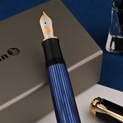 Pelikan M800 Fountain Pen - Black Blue GT 8