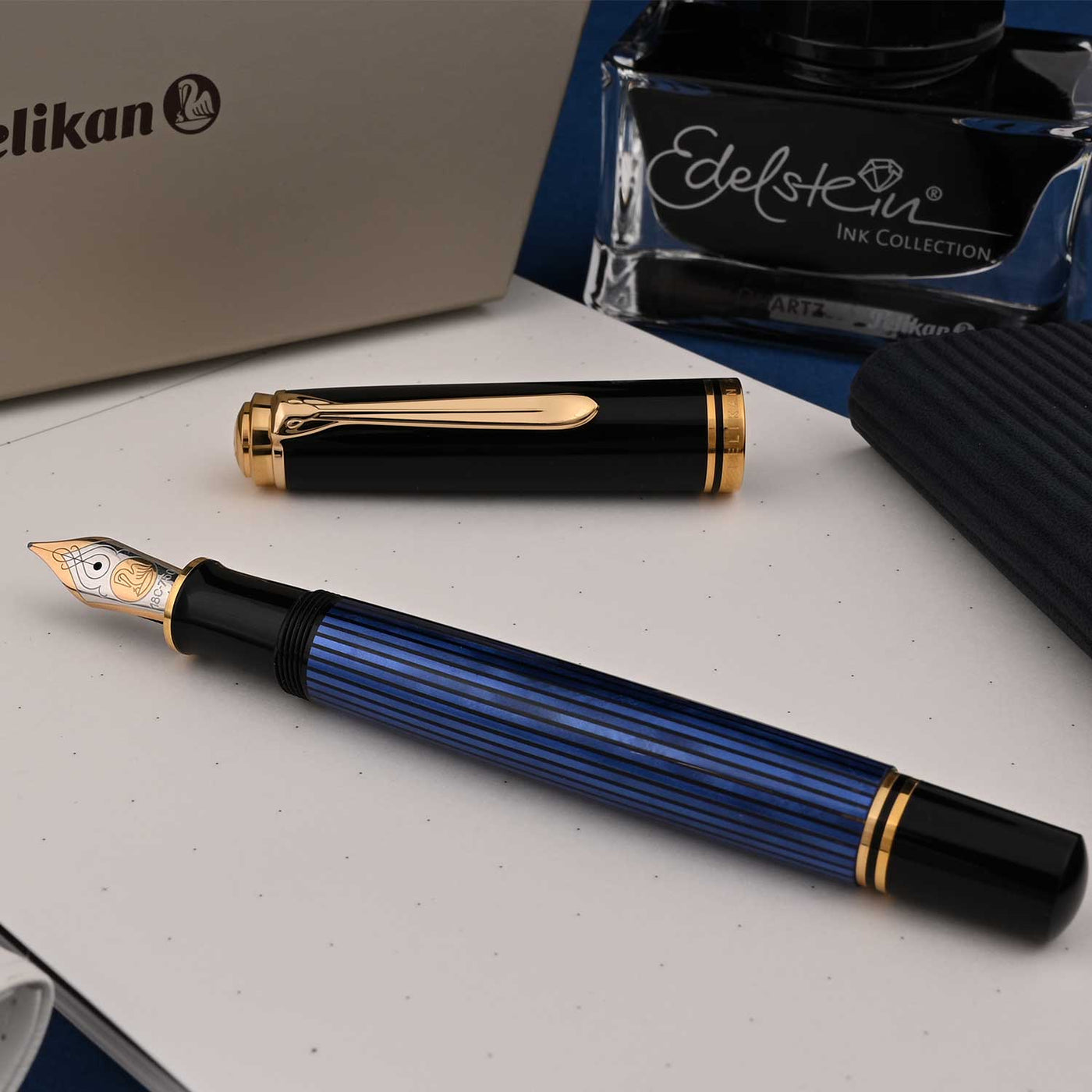 Pelikan M800 Fountain Pen - Black Blue GT 9