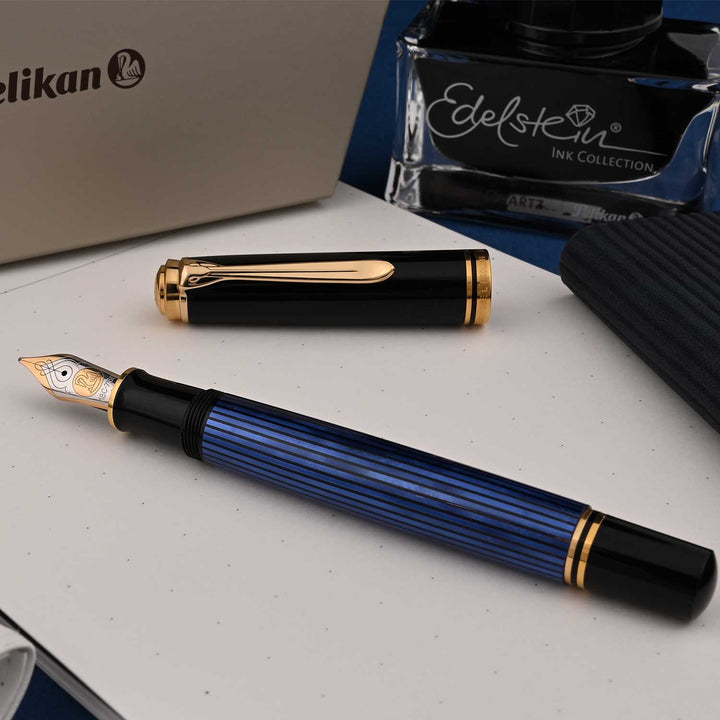 PelikanM800FountainPenBlackBlu