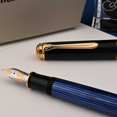 Pelikan M800 Fountain Pen - Black Blue GT 10