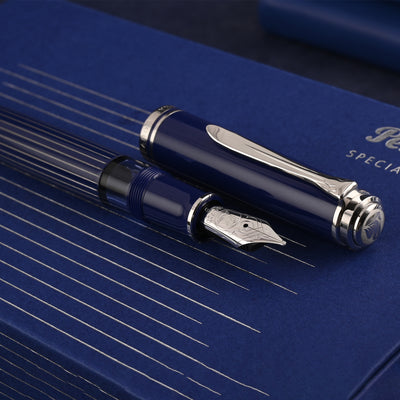 Pelikan M815 Fountain Pen - Metal Striped Blue CT (Special Edition) 11