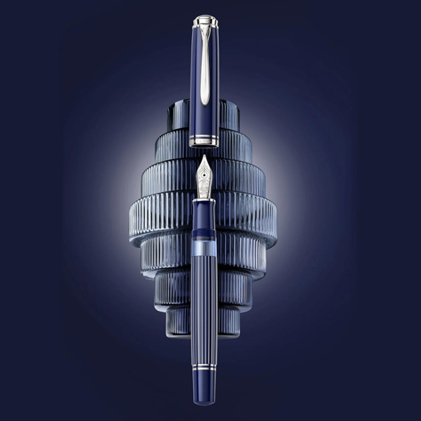 Pelikan M815 Fountain Pen - Metal Striped Blue CT (Special Edition)