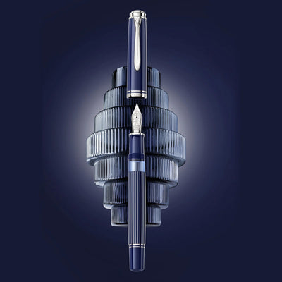 Pelikan M815 Fountain Pen - Metal Striped Blue CT (Special Edition)