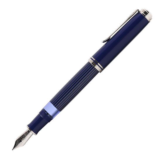 Pelikan M815 Fountain Pen - Metal Striped Blue CT (Special Edition)