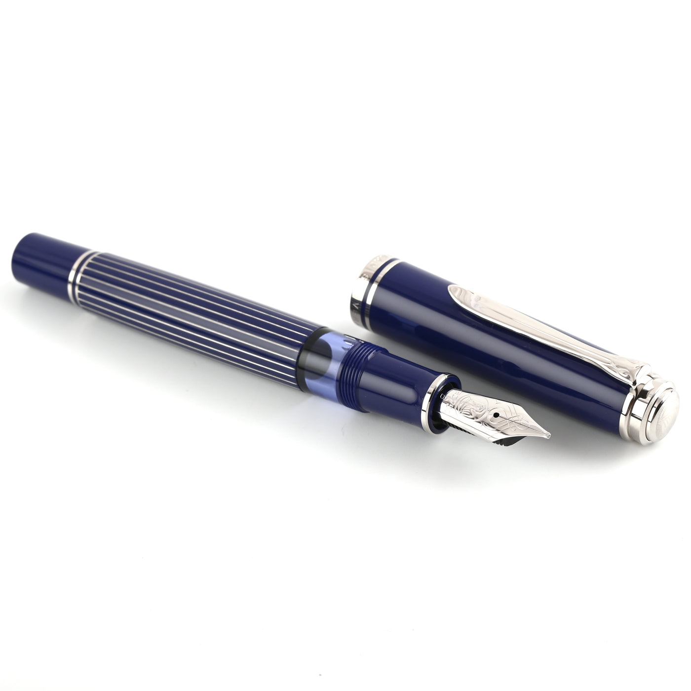 Pelikan M815 Fountain Pen - Metal Striped Blue CT (Special Edition) 3