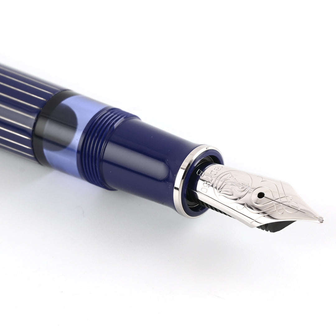 Pelikan M815 Fountain Pen – Blue Metal Striped CT | Buy at Makoba