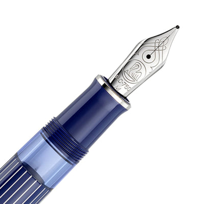 Pelikan M815 Fountain Pen - Metal Striped Blue CT (Special Edition)