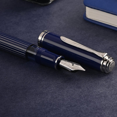 Pelikan M815 Fountain Pen - Metal Striped Blue CT (Special Edition) 9