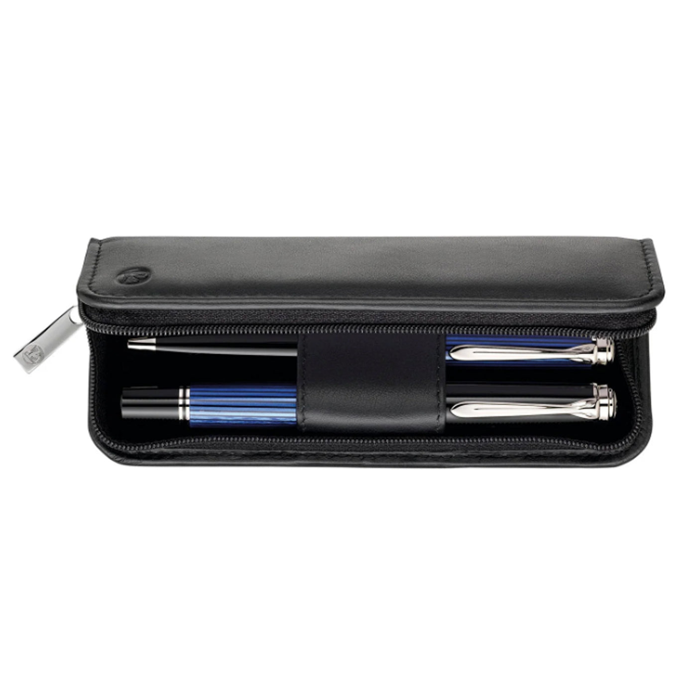 Pelikan Smooth Leather 2 Pen Holder with Zip - Black