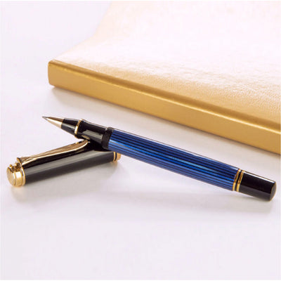 Pelikan Souveran R400 Roller Ball Pen - Black Blue GT