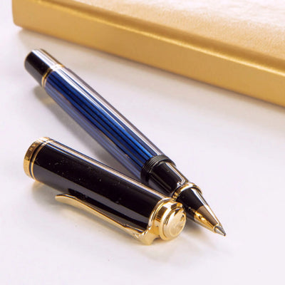 Pelikan Souveran R400 Roller Ball Pen - Black Blue GT