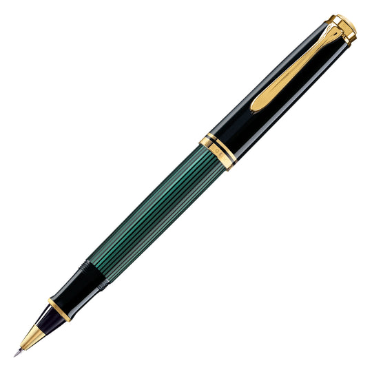 Pelikan Souveran R400 Roller Ball Pen - Black Green GT
