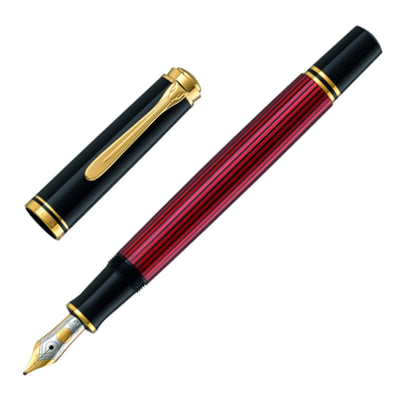 Pelikan M600 Fountain Pen - Black Red GT