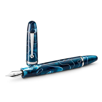 Penlux Masterpiece Grande Fountain Pen - Blue Swirl 1
