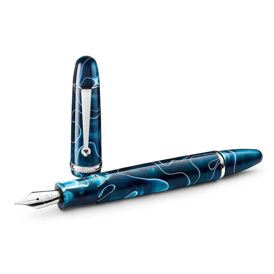 Penlux Masterpiece Grande Fountain Pen - Blue Swirl