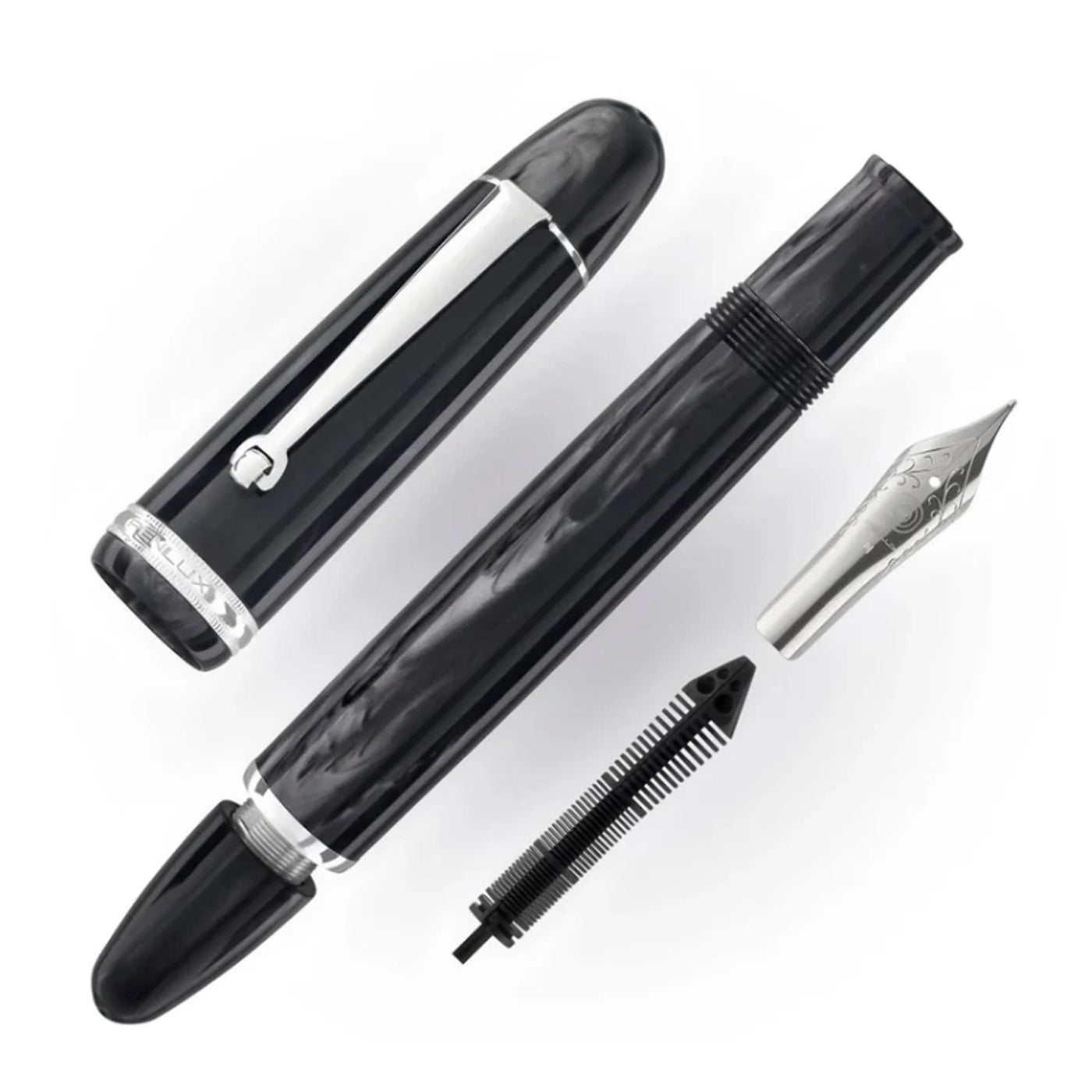 Penlux Masterpiece Grande 18K Fountain Pen - Black Wave