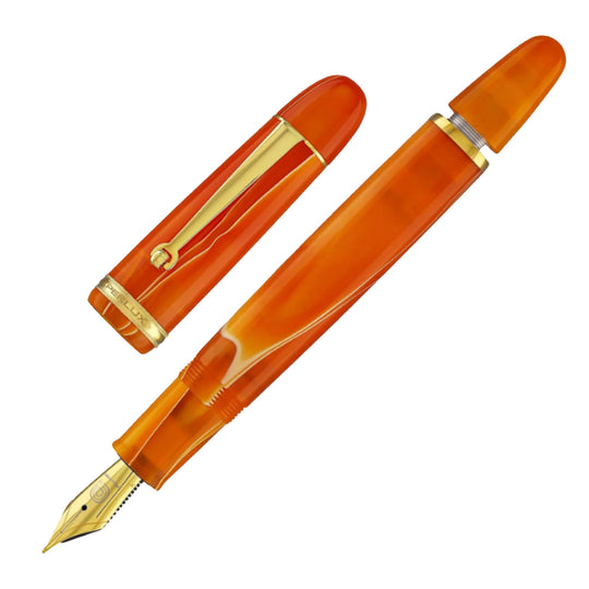 Penlux Masterpiece Grande Fountain Pen - Orange Swirl GT