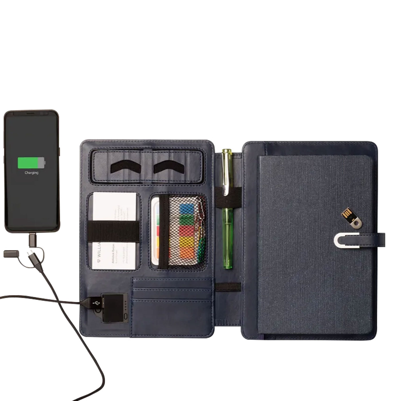 Pennline Design 7 Organizer with Wireless Charging + 4000 mAh Powerbank + 16GB Flash Drive - Blue 10