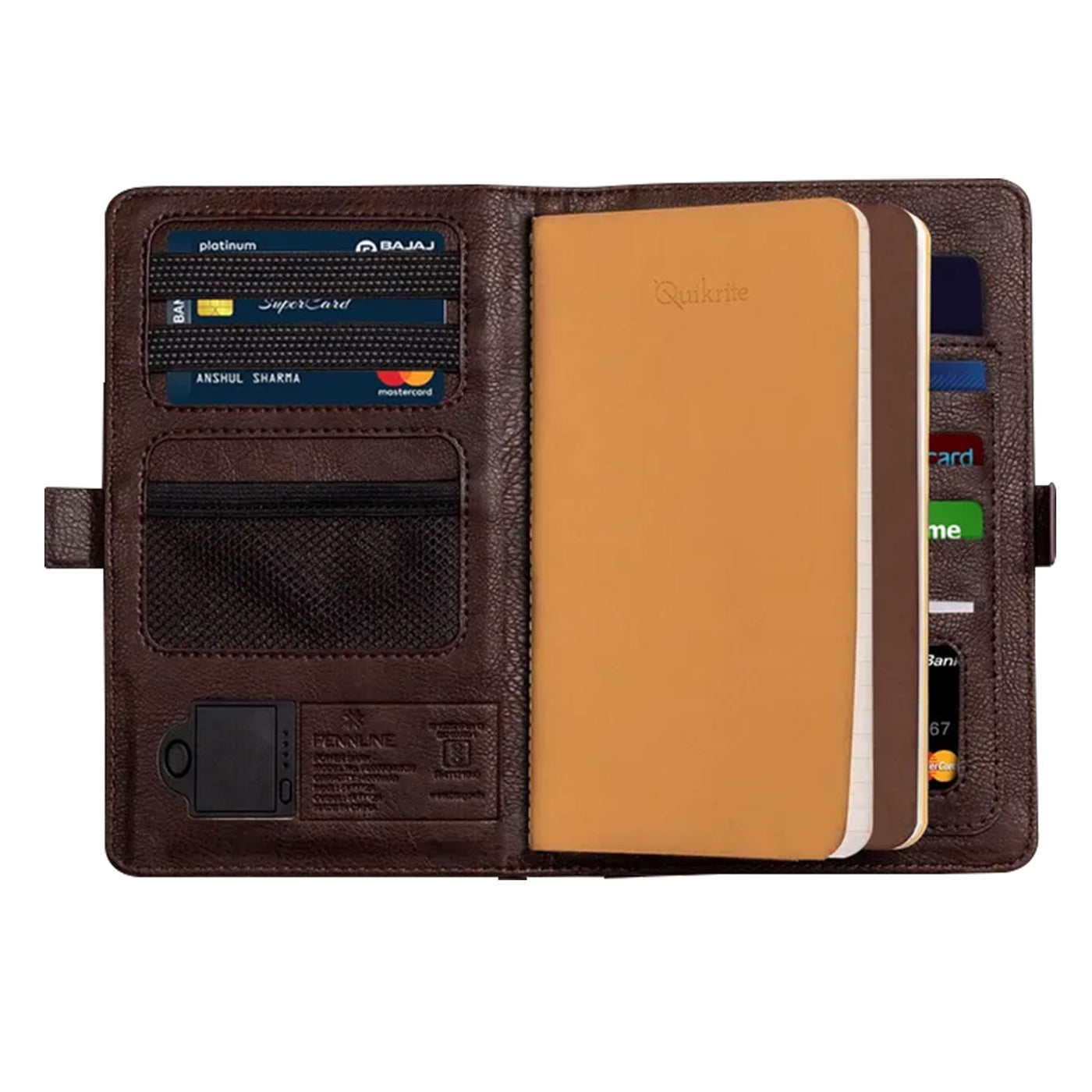 Pennline Superbook Mini Organiser with Wireless Charging and 4000 mAh Powerbank - Coffee Brown 3