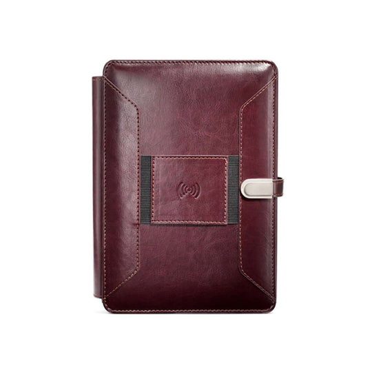 Pennline Superbook Organizer with Wireless Charging + 8000 mAh Powerbank and 16GB Flash Drive - Coffee Brown