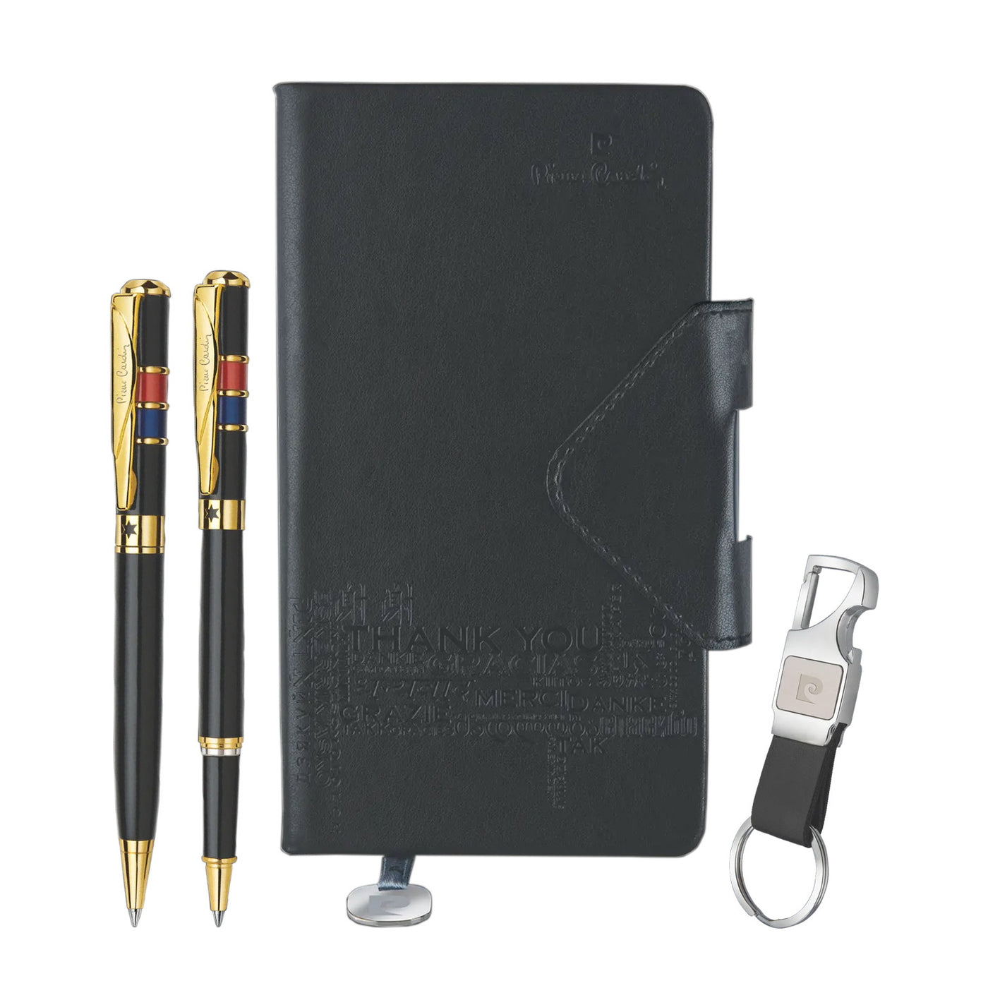 Pierre Cardin Prestige Gift Set of Notebook + Ball Pen + Roller Ball Pen + Key Ring