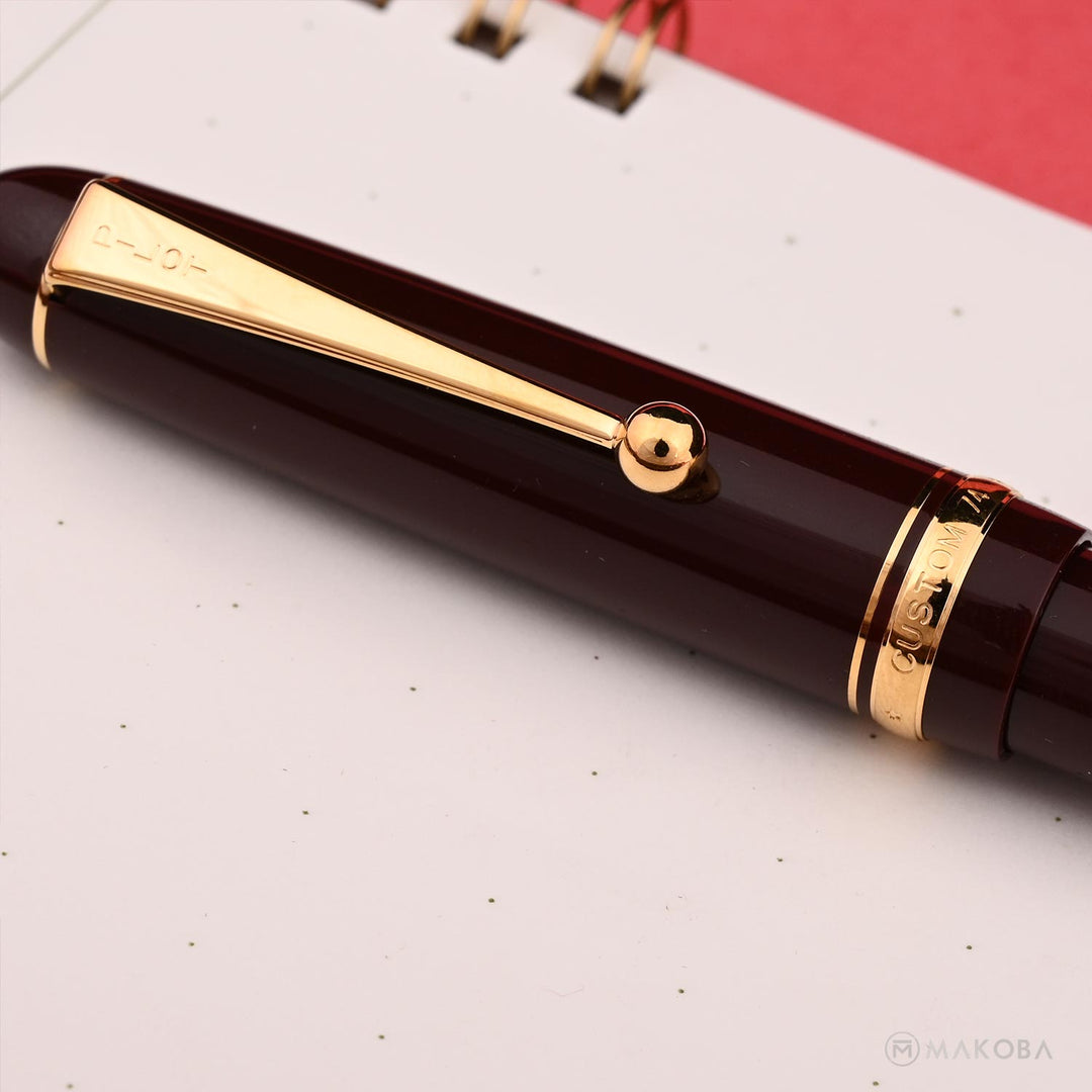 Pilot Namiki Custom 74 Fountain Pen - Deep Red, 14K Gold Fine Nib