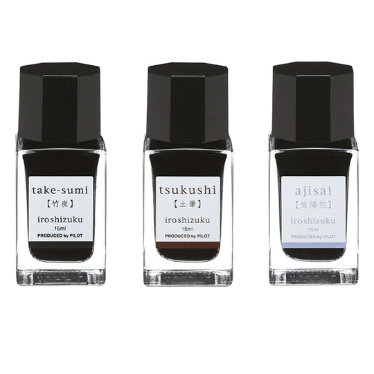 Pilot Iroshizuku 3 Colour Ink Bottle Set - Ajisai + Takesumi + Tsukushi (15ml)