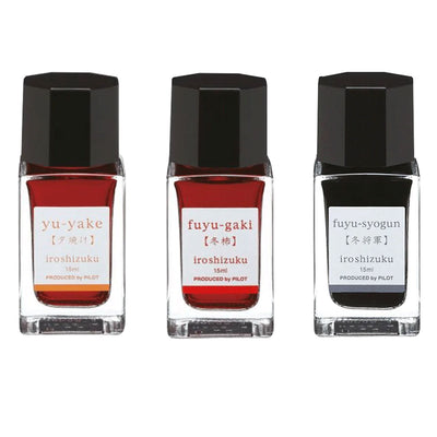 Pilot Iroshizuku 3 Colour Ink Bottle Set - Fuyugaki + Fuyusyogun + Yuyake (15ml) 1